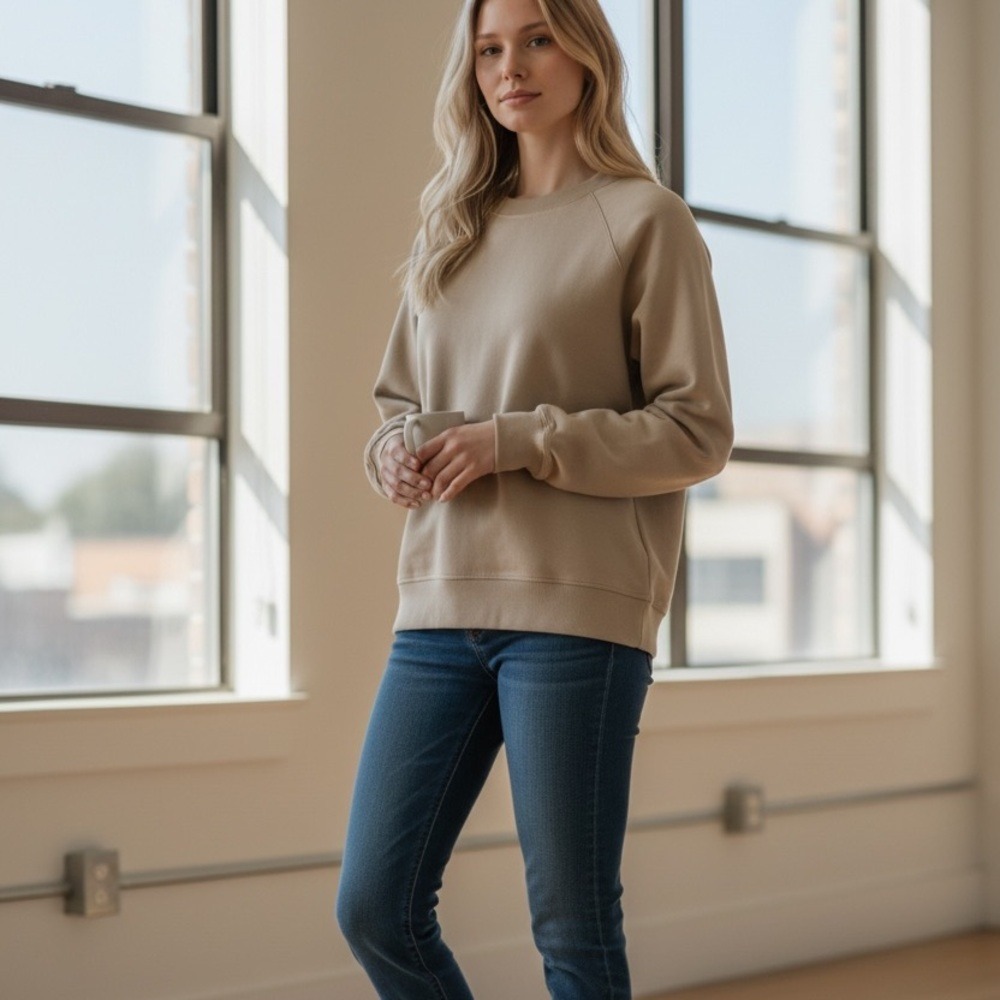 a new day Women's Beige Crew Neck Sweater NWOT